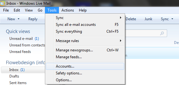 Setting up a pop 3 account on windows mail