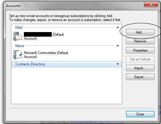 Step 2 of account an email to Windows Live mail